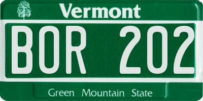 VT license plate BOR202