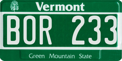 VT license plate BOR233