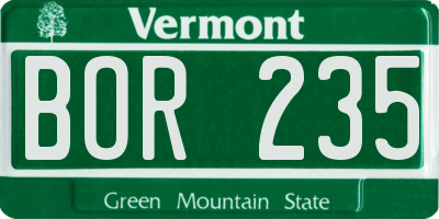 VT license plate BOR235