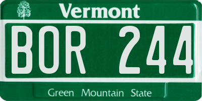 VT license plate BOR244