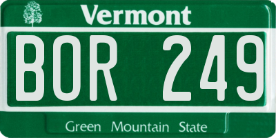 VT license plate BOR249