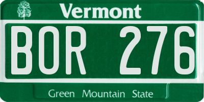 VT license plate BOR276