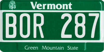 VT license plate BOR287
