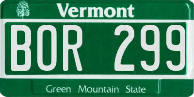 VT license plate BOR299