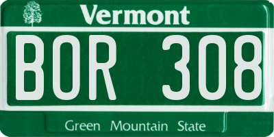 VT license plate BOR308