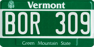 VT license plate BOR309