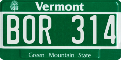 VT license plate BOR314