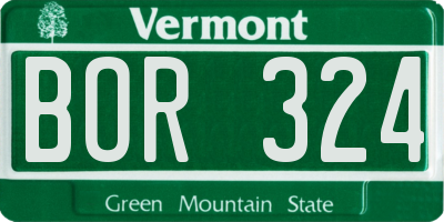 VT license plate BOR324