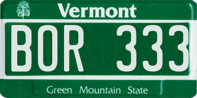 VT license plate BOR333