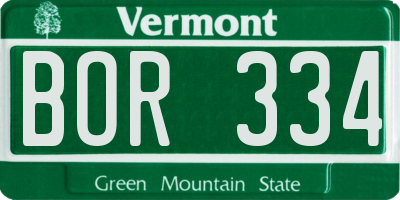 VT license plate BOR334