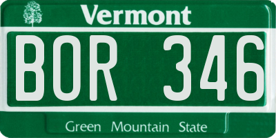 VT license plate BOR346