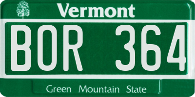 VT license plate BOR364