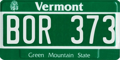 VT license plate BOR373