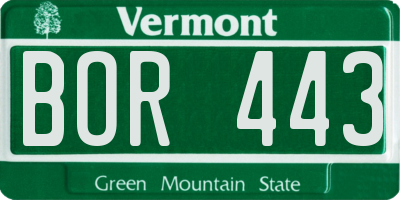 VT license plate BOR443