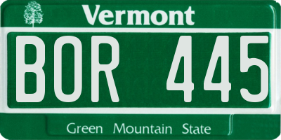 VT license plate BOR445