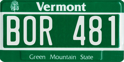 VT license plate BOR481