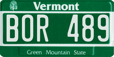 VT license plate BOR489
