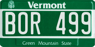 VT license plate BOR499