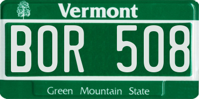 VT license plate BOR508