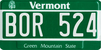 VT license plate BOR524