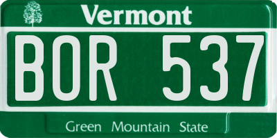 VT license plate BOR537