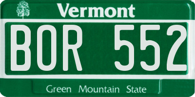 VT license plate BOR552