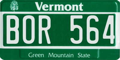 VT license plate BOR564
