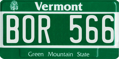 VT license plate BOR566