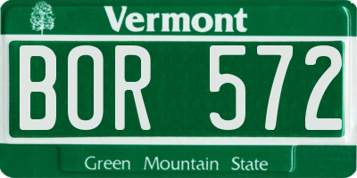 VT license plate BOR572
