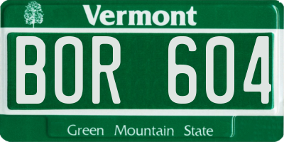 VT license plate BOR604