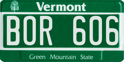 VT license plate BOR606