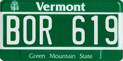 VT license plate BOR619