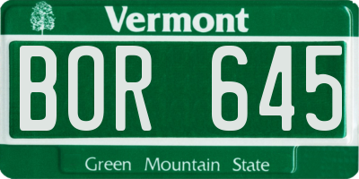 VT license plate BOR645