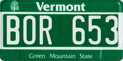 VT license plate BOR653