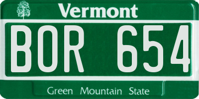 VT license plate BOR654