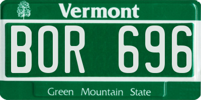 VT license plate BOR696