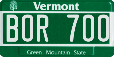 VT license plate BOR700