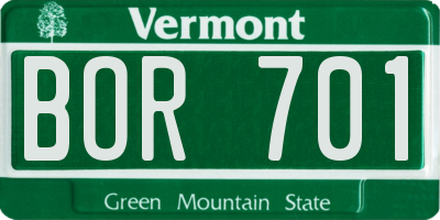 VT license plate BOR701