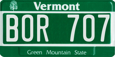 VT license plate BOR707