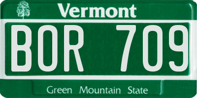 VT license plate BOR709