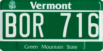 VT license plate BOR716