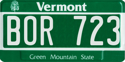 VT license plate BOR723