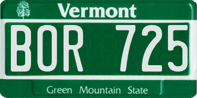 VT license plate BOR725
