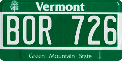 VT license plate BOR726