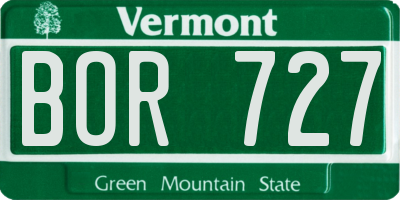 VT license plate BOR727