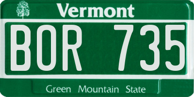 VT license plate BOR735