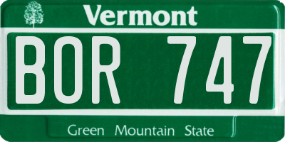 VT license plate BOR747
