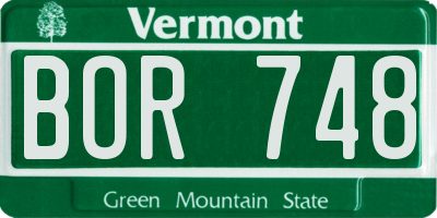 VT license plate BOR748