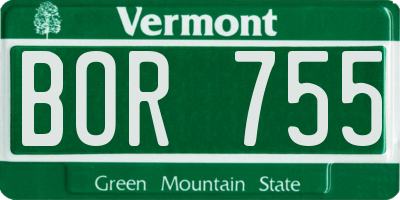 VT license plate BOR755