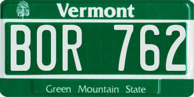 VT license plate BOR762